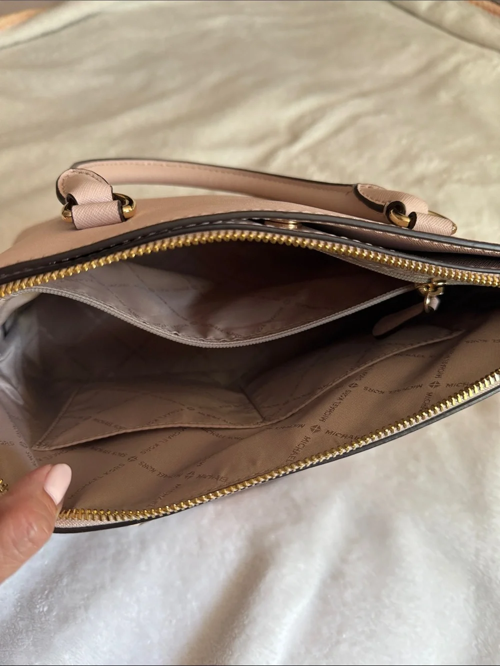 Michael Kors Pale Pink Dome Satchel with Gold Hardware